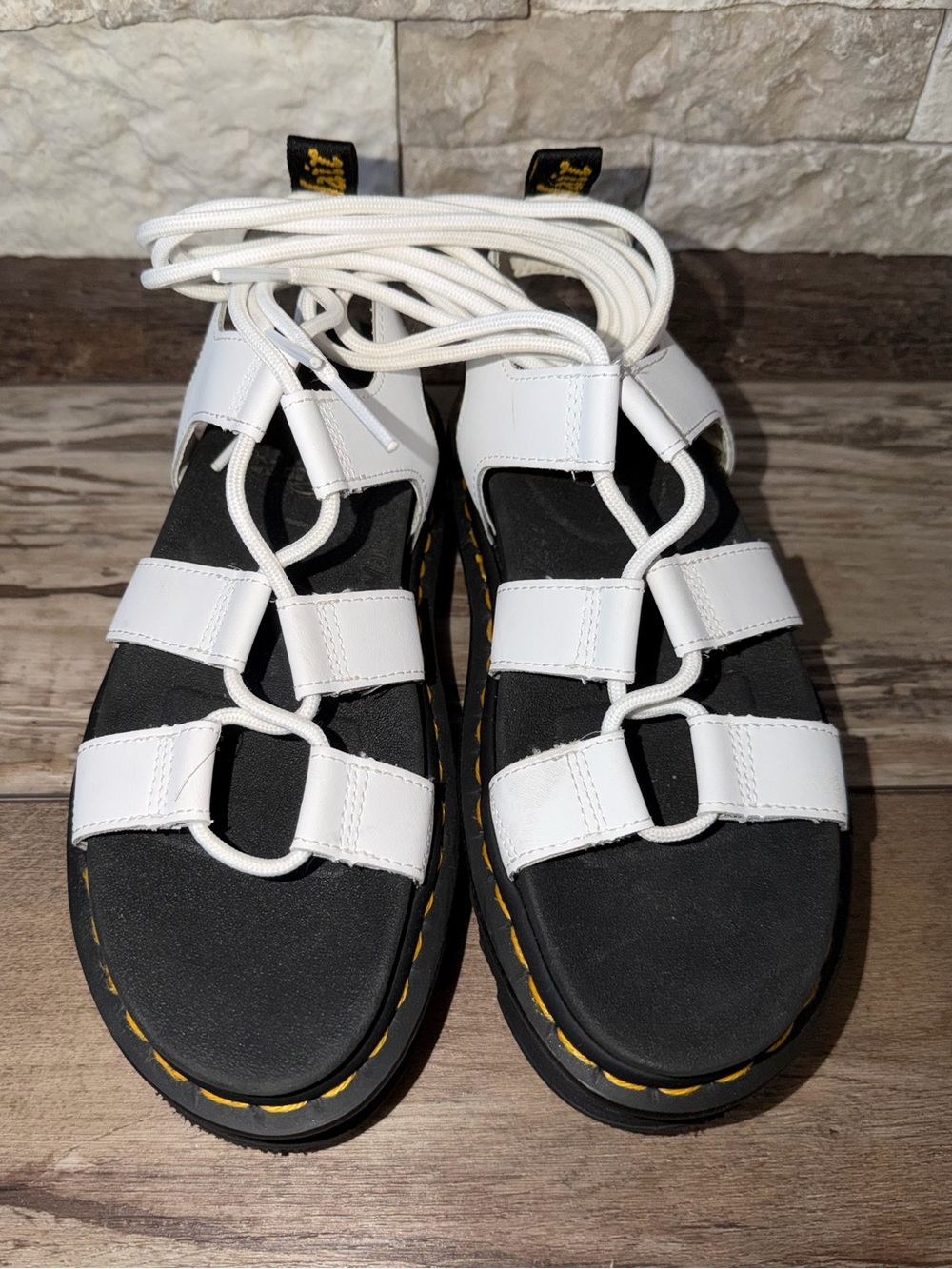 DR MARTENS Sandals NARTILLA Womens Size 6 White Gladiator Lace Up Platform